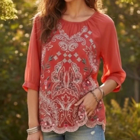 NWOT Soft Surroundings Sunrise Canyon Bella Top Size XL - Picture 1 of 11